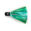 Bluewater Ghost trolling lure with blue and green skirt and pearl flash, ideal for mahi, tuna, and wahoo