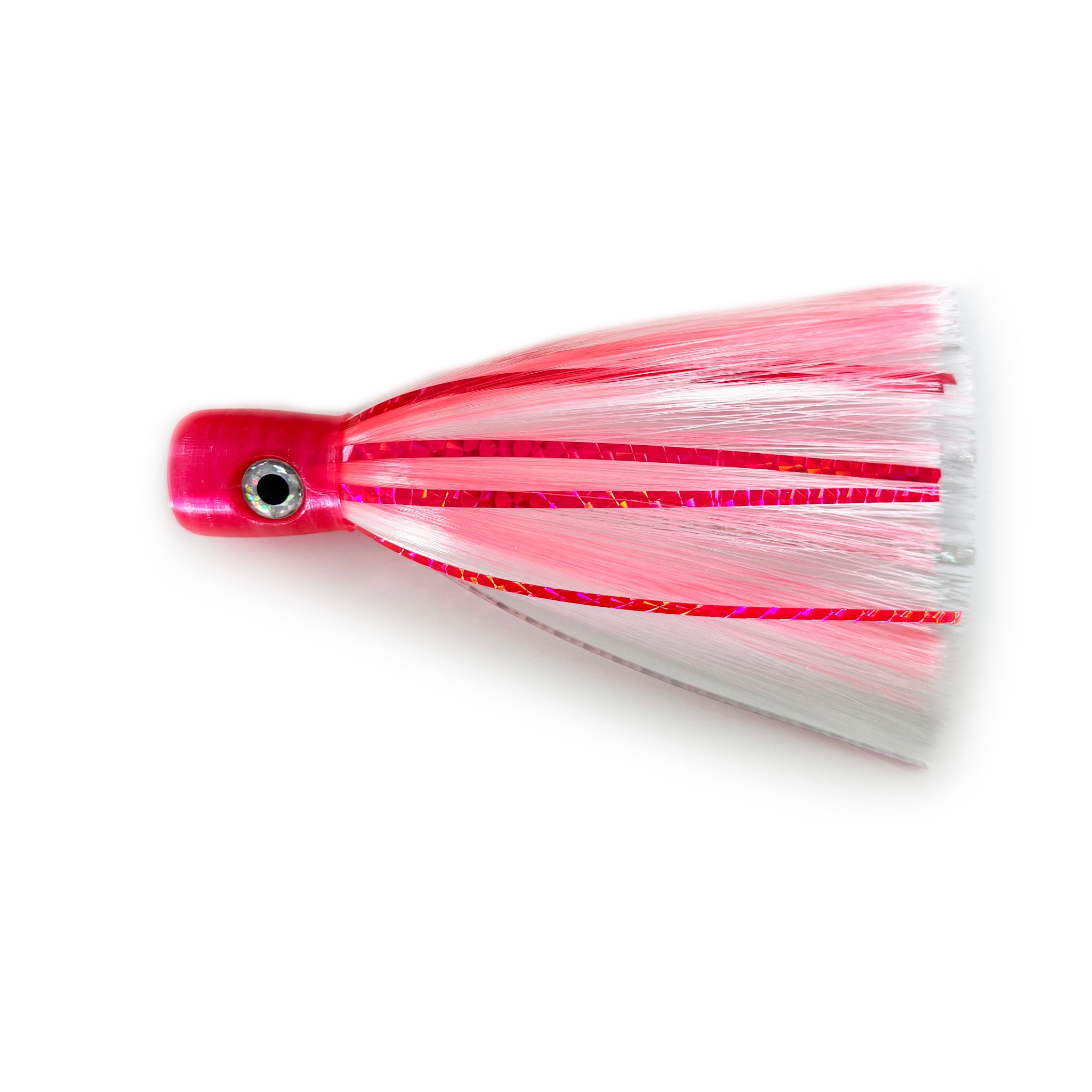 Pink Horizon chugger trolling lure with pink and white skirt, ideal for mahi, tuna, and wahoo