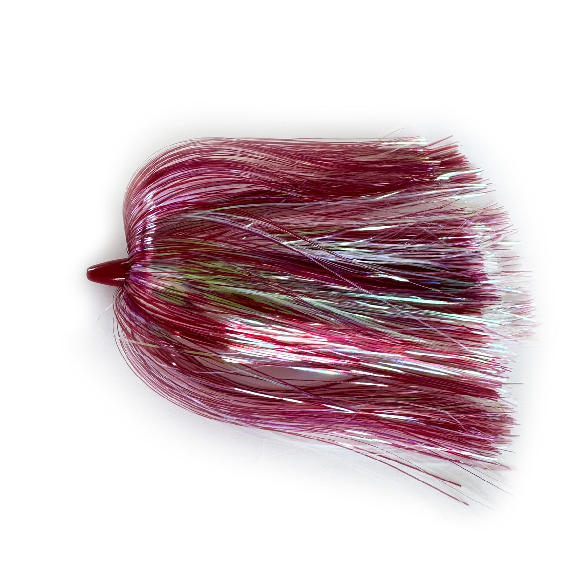 Ruby Pulse trolling lure featuring red and pearl Tantrum Flash with a ruby red head. Ideal for kingfish, mahi, tuna, and wahoo.