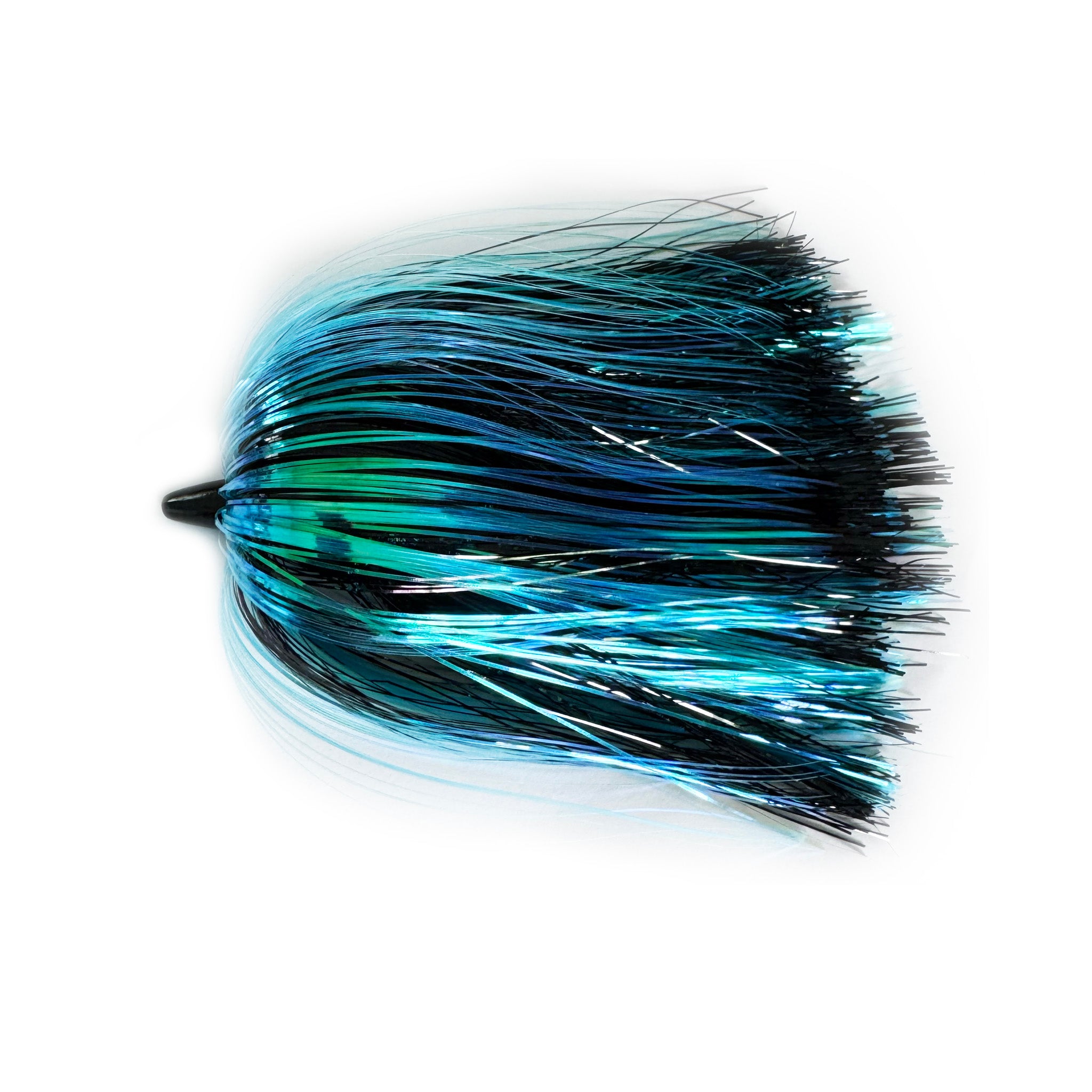 Blackwater Pulse trolling lure featuring cyan and black Strobz E-Z Flash with a weighted 1/2 oz head for offshore trolling