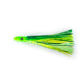 Emerald Edge mahi trolling lure with green and yellow skirt, ideal for mahi, tuna, and wahoo
