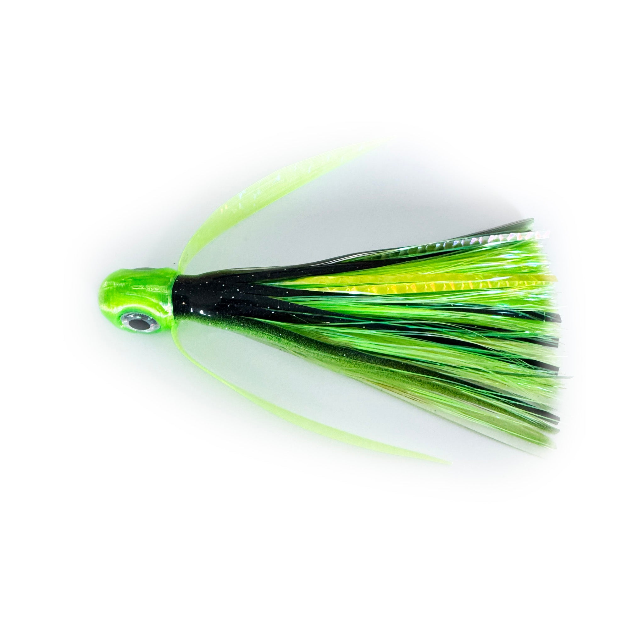 Lime Shift offshore trolling lure green and black skirt targeting mahi tuna and wahoo