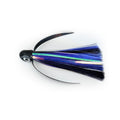 Night Wing offshore trolling lure with white head and purple-black seawitch hair for mahi, tuna, and wahoo